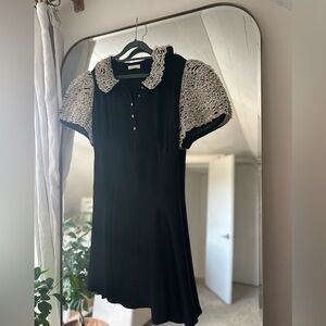 Doen Miranda Black Dress with Lace Cream Accents